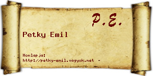 Petky Emil névjegykártya